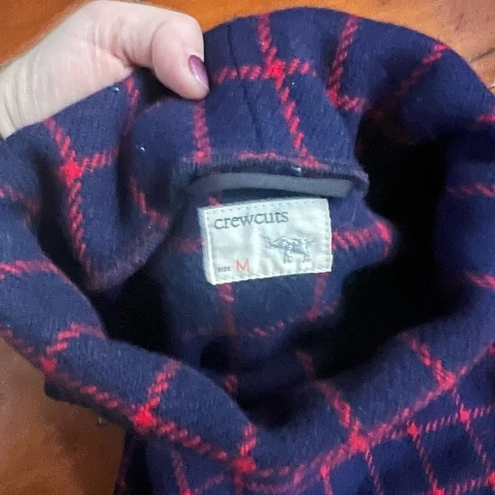 Jcrew Crewcuts Girls Medium wool mockneck top plaid drawstring waist